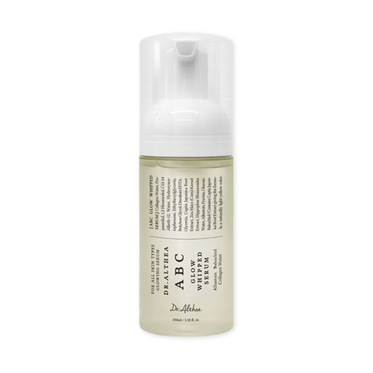 DR ALTHEA ABC Glow Whipped Serum 100ml jar with white cream texture and pump dispenser, skincare product for brightening and hydration