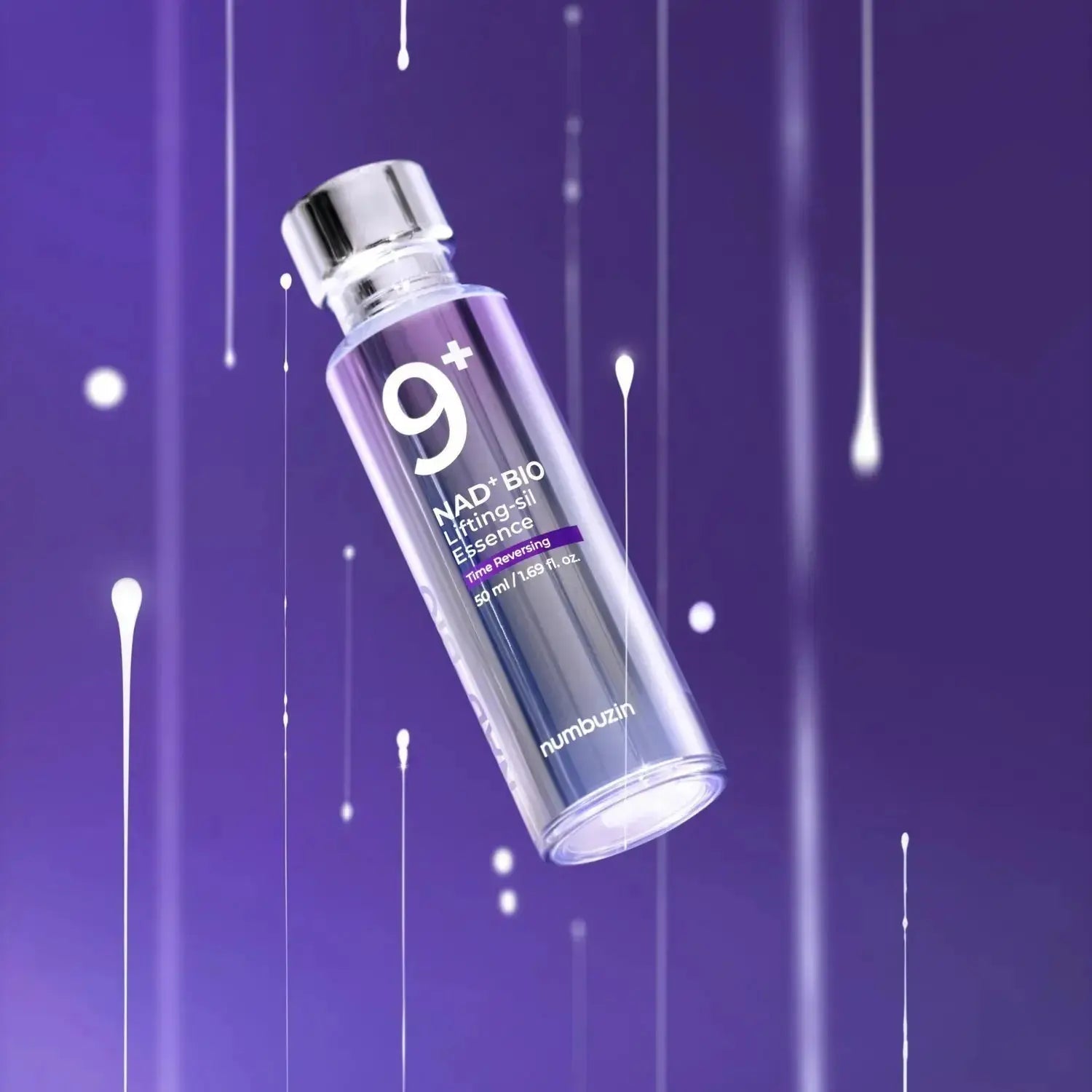 NUMBUZIN No.9 NAD Bio Lifting-Sil Essence 50ml bottle, clear packaging, featuring the brand and product label.