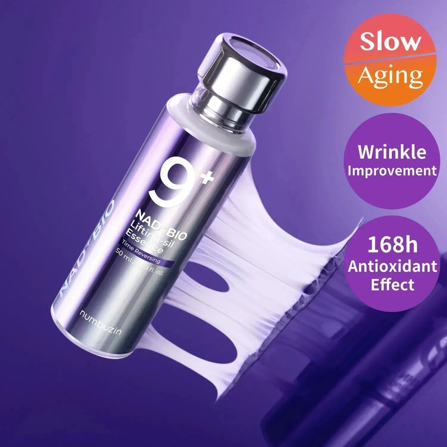 NUMBUZIN No.9 NAD Bio Lifting-Sil Essence bottle, 50 ml, a skincare essence with lifting and anti-aging properties.
