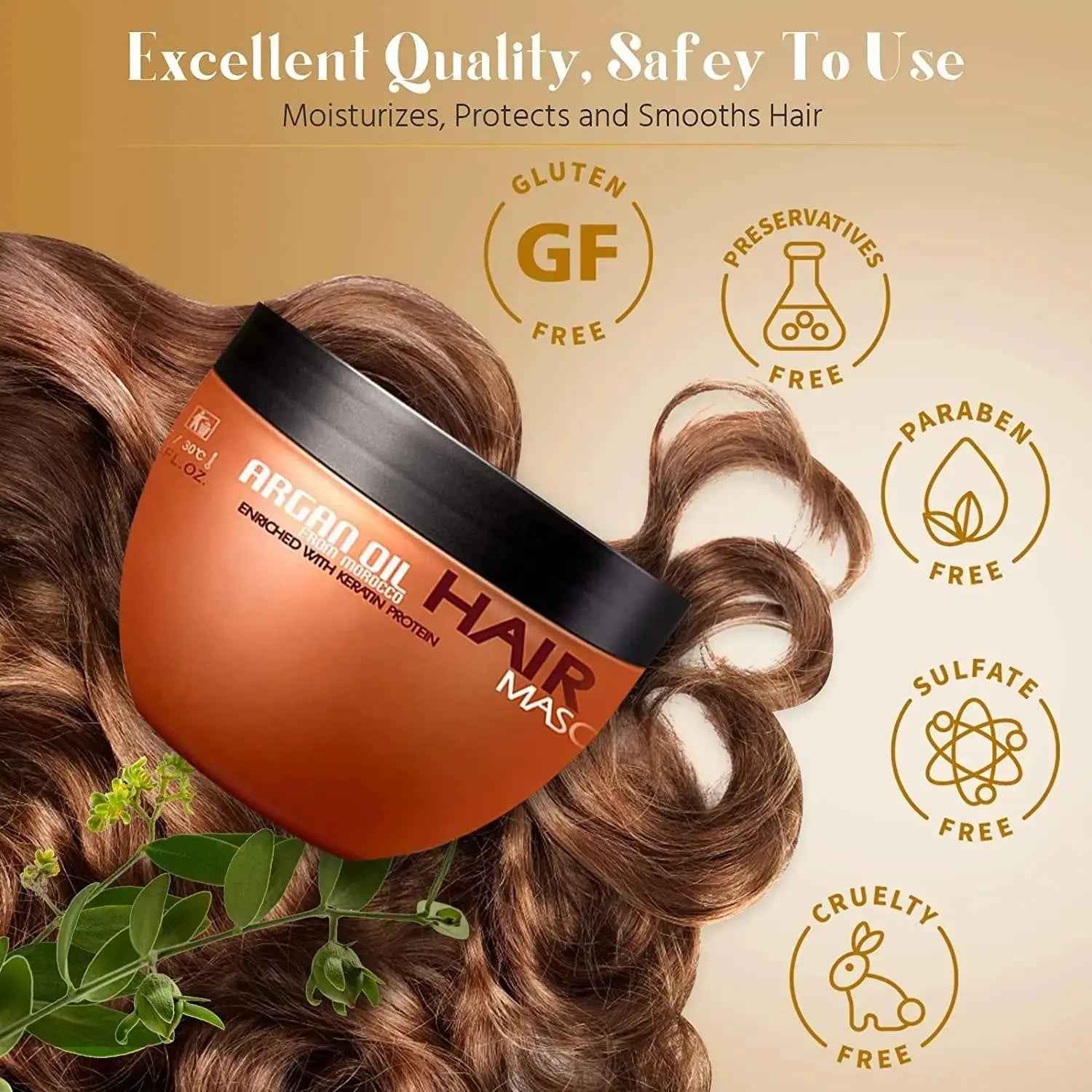 Nuspa Argan Oil Hair Mask Deep Conditioner Sulfate Free 250 ML
