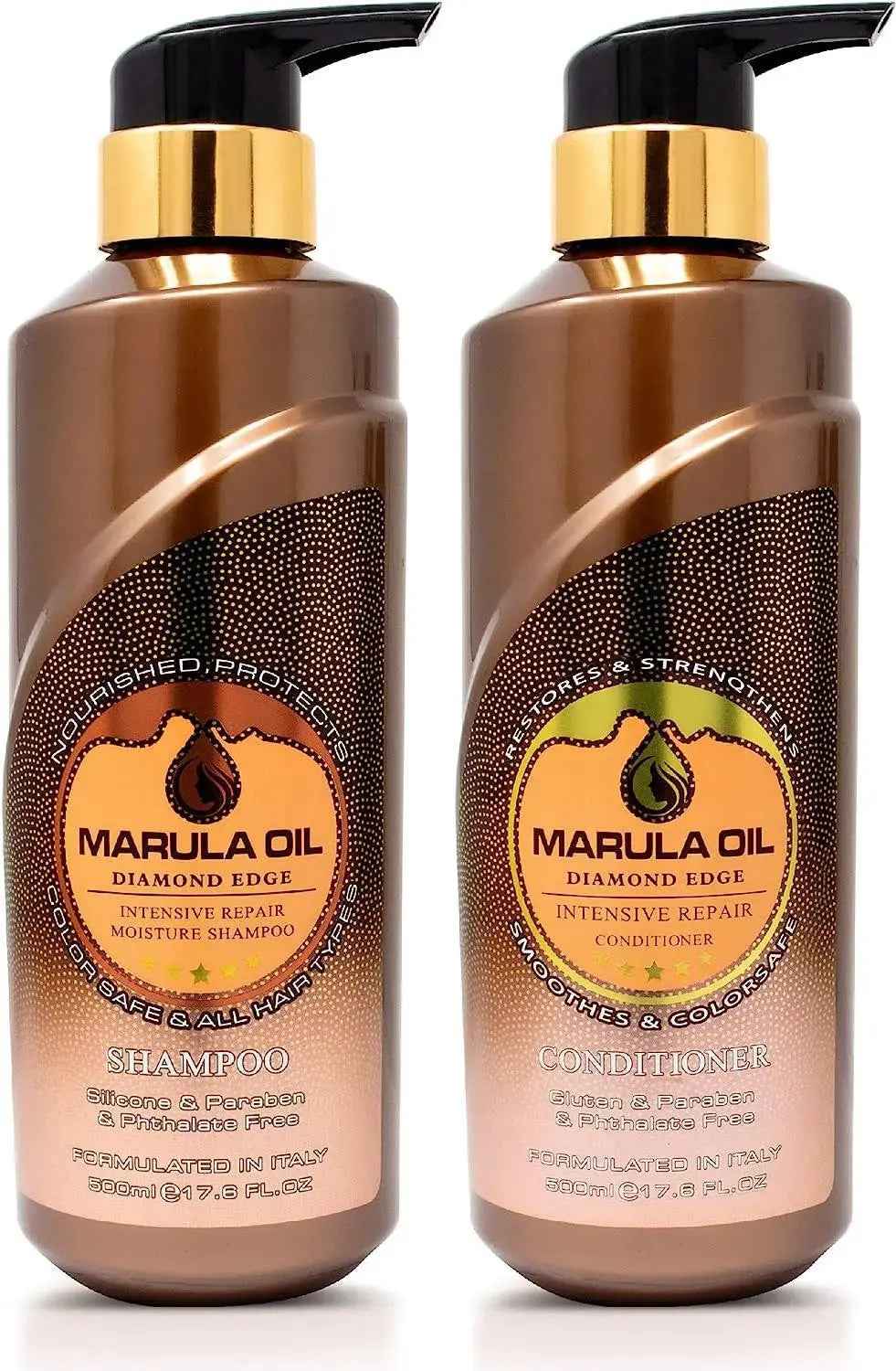 Nuspa Marula Professional Natural Oil Deep Hydrating Shampoo and Conditioner Set Sulfate Paraben Free 500 ML