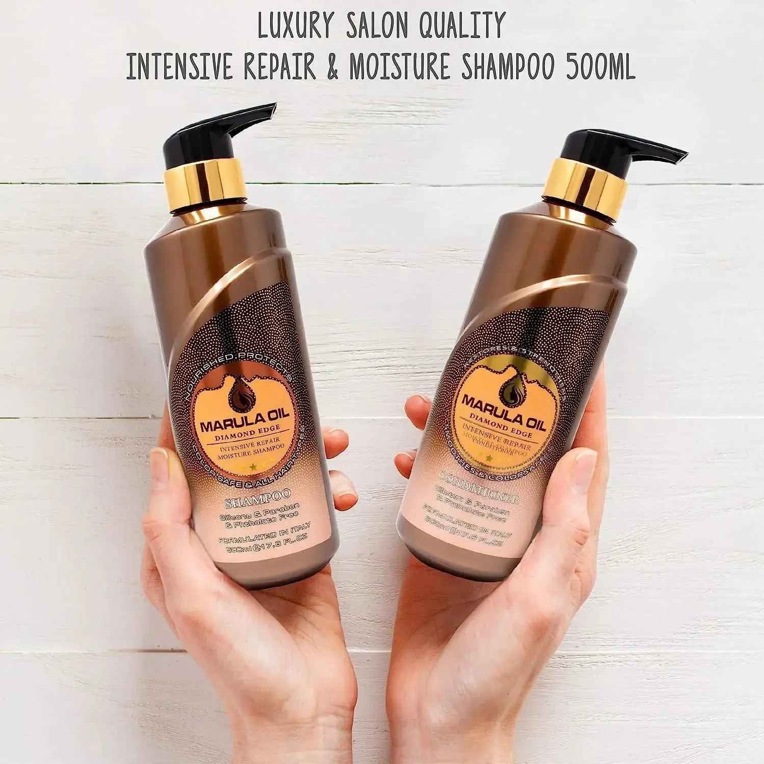 Nuspa Marula Professional Natural Oil Deep Hydrating Shampoo and Conditioner Set Sulfate Paraben Free 500 ML