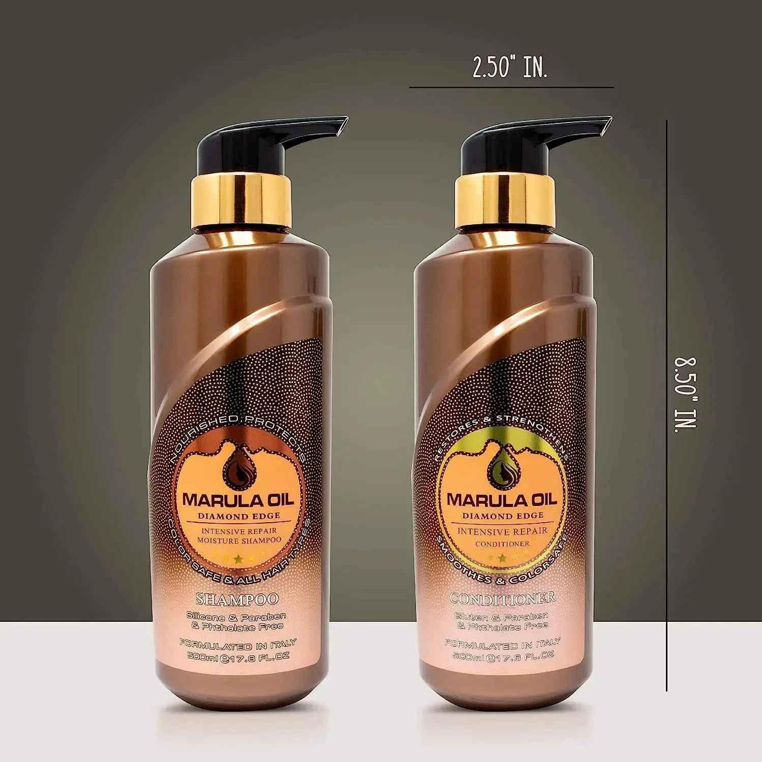 Nuspa Marula Professional Natural Oil Deep Hydrating Shampoo and Conditioner Set Sulfate Paraben Free 500 ML