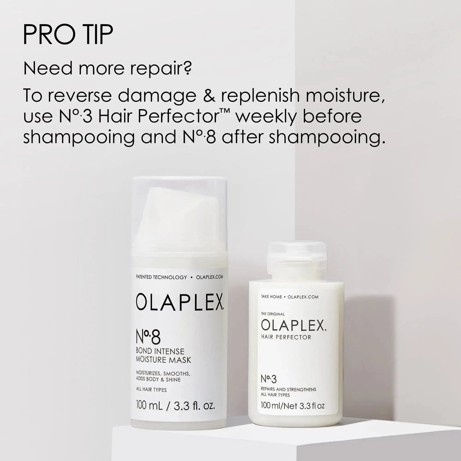 OLAPLEX Nº.8 Bond Intense Moisture Mask 150ml jar showing creamy hair mask with OLAPLEX branding and product label.