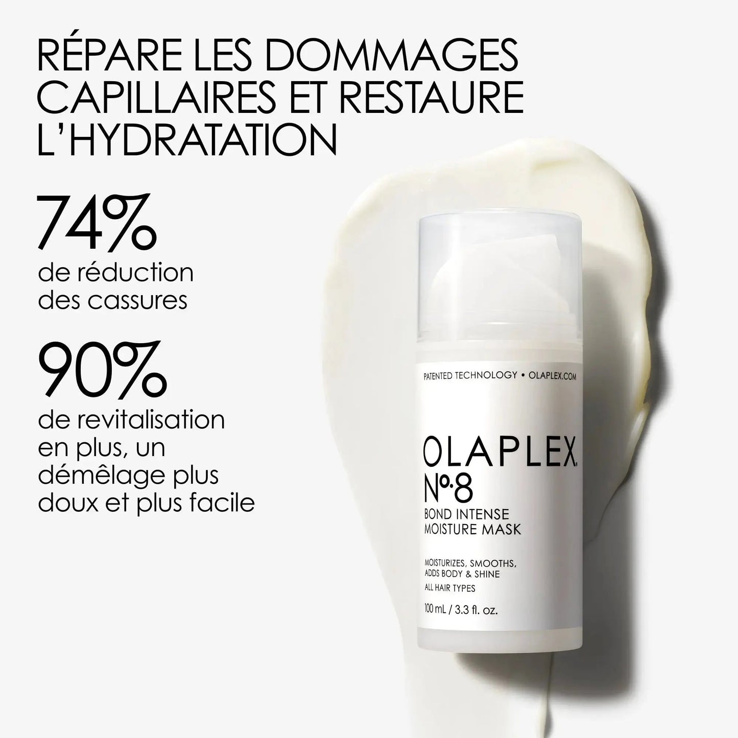 OLAPLEX Nº.8 Bond Intense Moisture Mask in 150ml jar, hydrating hair treatment with brand logo visible