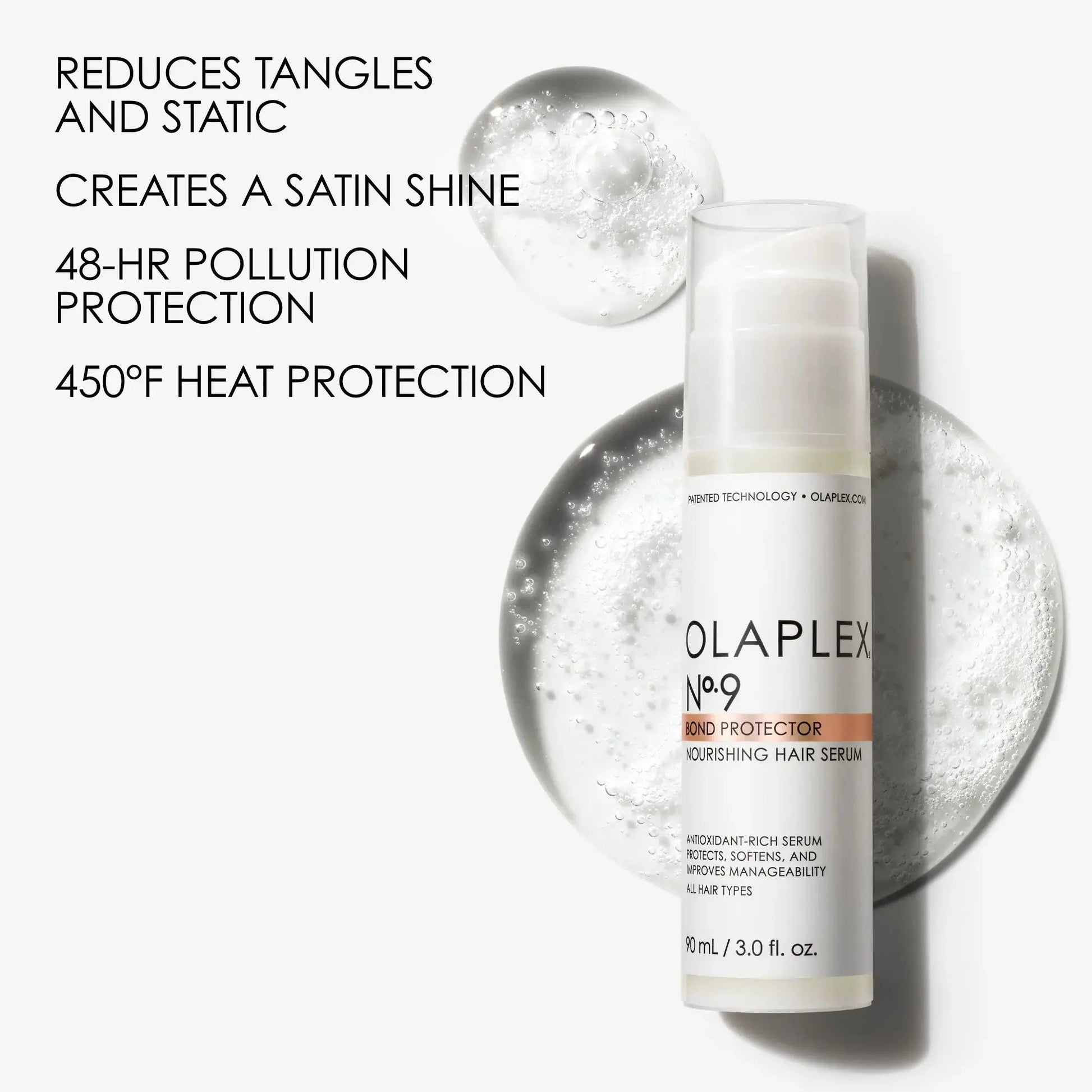 OLAPLEX Nº.9 Bond Protector Nourishing Hair Serum in 90ml bottle, lightweight formula for shine and bond repair on hair.