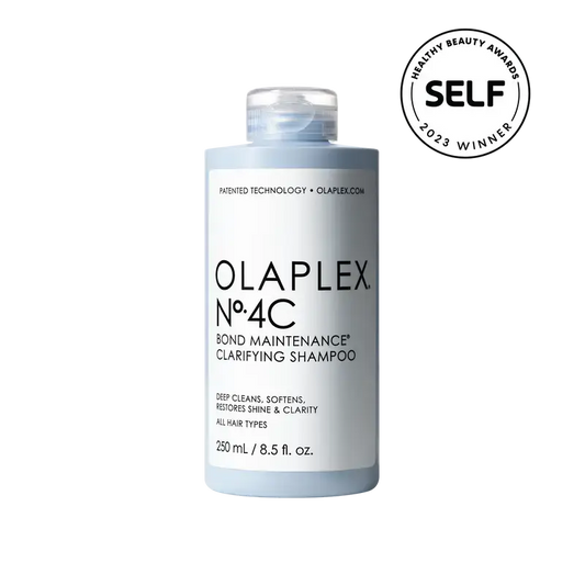 OLAPLEX No. 4C Bond Maintenance Clarifying Shampoo in 250 ml bottle showing clear liquid and product label
