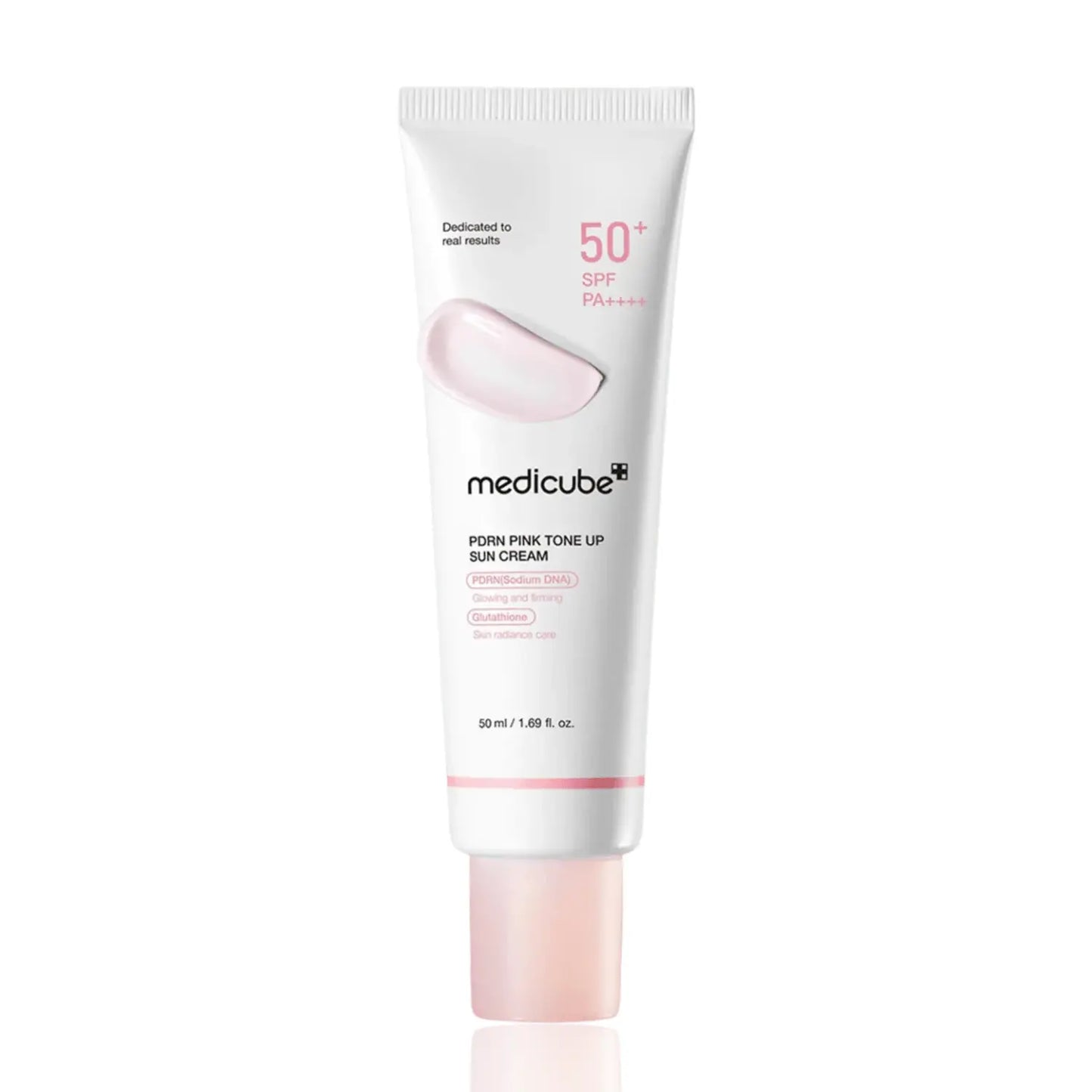 Medicube PDRN Pink Eternal Glow Ultimate regeneration system with 10 pieces, featuring skincare products on a white background.