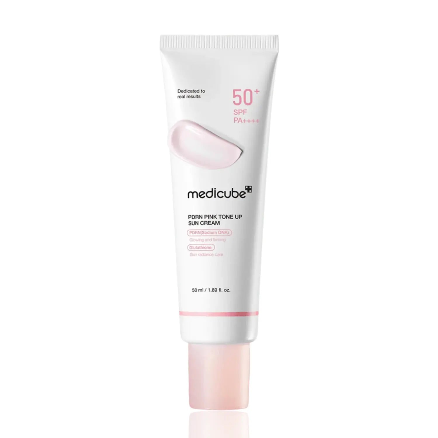 Medicube PDRN Pink Eternal Glow Ultimate regeneration system with 10 pieces, featuring skincare products on a white background.