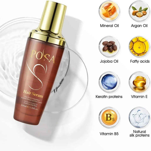POSA 30 Seconds Rescue Smooth Hair Serum, Intense Moisture Argan Hair Oil for Dry Damaged, Silk Hair Oil,Hydrating Nature Keratin Infused for Curly Hair,Frizzy Daily Deep Moisturizing Hair Treatment Oil