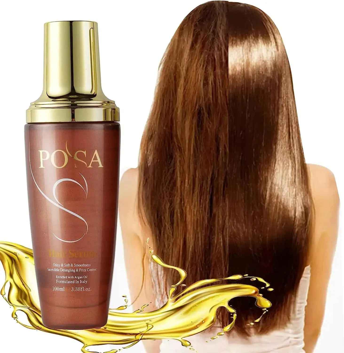 POSA 30 Seconds Rescue Smooth Hair Serum, Intense Moisture Argan Hair Oil for Dry Damaged, Silk Hair Oil,Hydrating Nature Keratin Infused for Curly Hair,Frizzy Daily Deep Moisturizing Hair Treatment Oil
