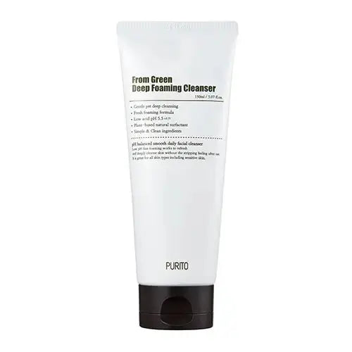PURITO From Green Deep Foaming Cleansing Foam in 150ml bottle, gentle Korean skincare cleanser with green tea extract.