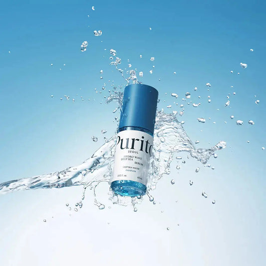 PURITO Hydro Wave Deep Sea Serum in a 60ml bottle, featuring a sleek design and clear labeling from PURITO SEOUL.
