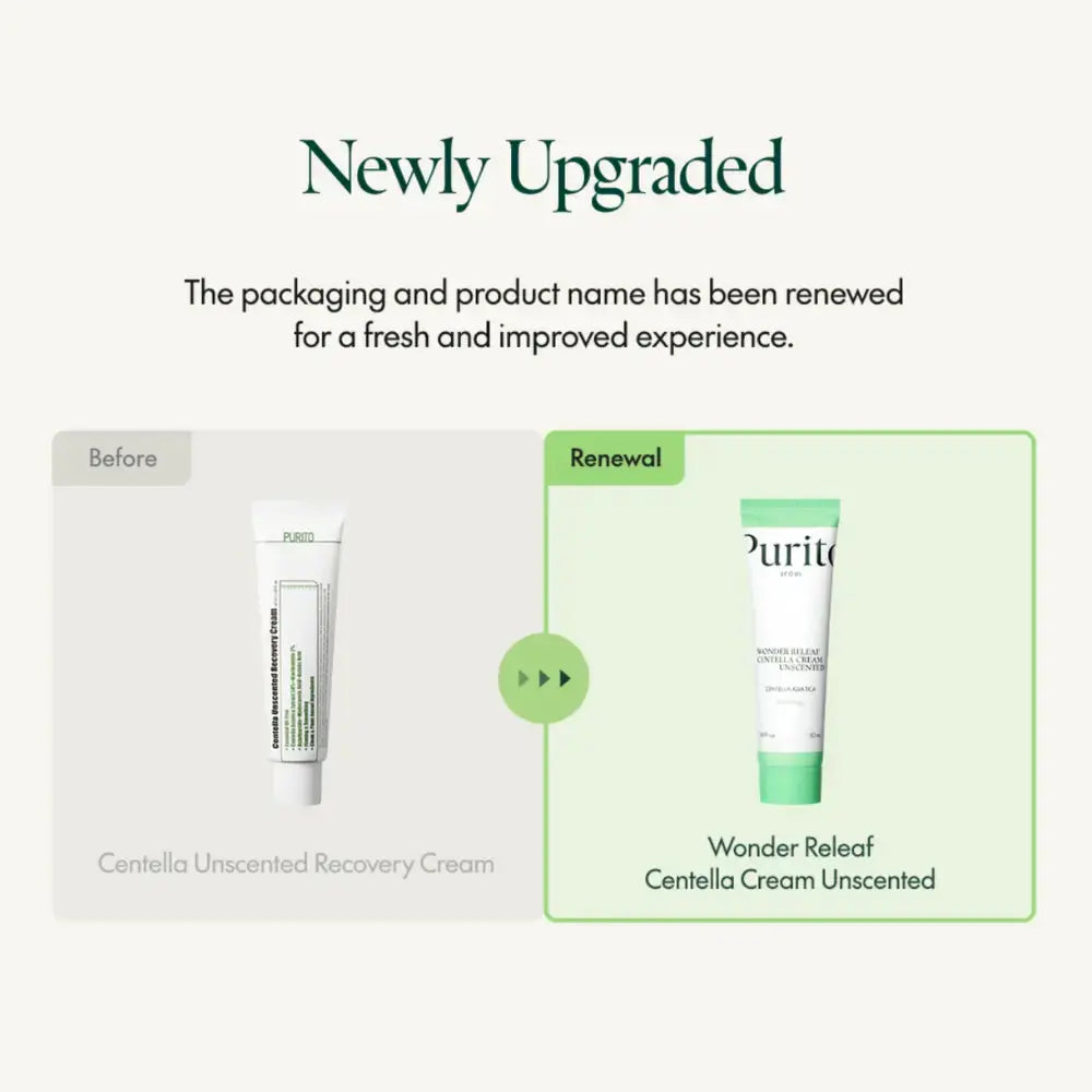 PURITO Wonder Releaf Centella Cream Unscented 50 ml, a soothing moisturizer from PURITO SEOUL with calming centella extract.