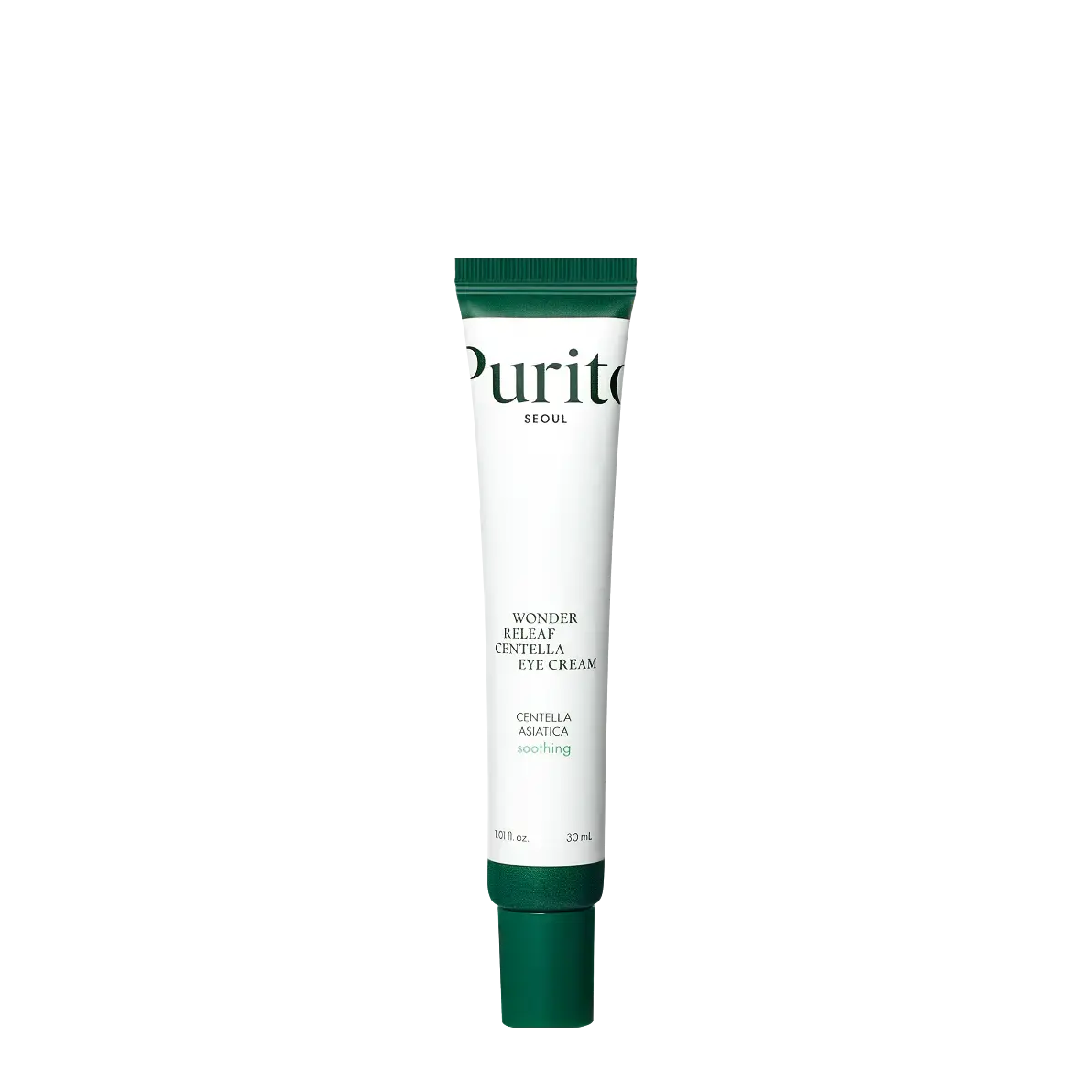 Purito Wonder Releaf Centella Eye Cream 30ml in a sleek jar, designed for gentle eye area hydration and skin soothing.
