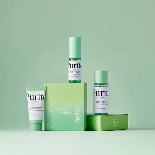 PURITO Wonder Releaf Centella Mini Kit Unscented, special care skincare set with soothing centella ingredients, from PURITO SEOUL.