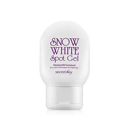 Secret Key Snow White Spot Gel in a 65g jar, featuring the white spot treatment formula for skin brightening and blemish reduction.