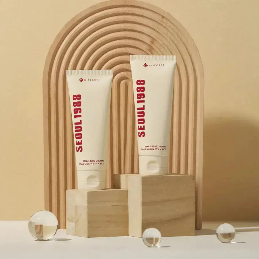 SEOUL 1988 Cream with 93% snail mucin and rice, 100ml jar, hydrating skincare cream with natural ingredients.