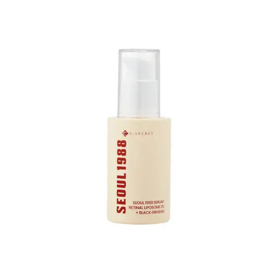 SEOUL 1988 Serum with Retinal Liposome 2% and Black Ginseng in a 30 ml bottle, showing the serum bottle with branding and label.