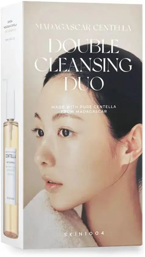 SKIN1004 Madagascar Centella Double Cleansing Duo featuring two skincare cleansing products with natural ingredients and gentle formulas.