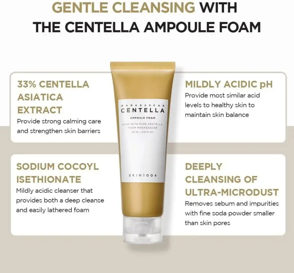 SKIN1004 Madagascar Centella Double Cleansing Duo featuring gentle facial cleansers with centella for clear, refreshed skin.