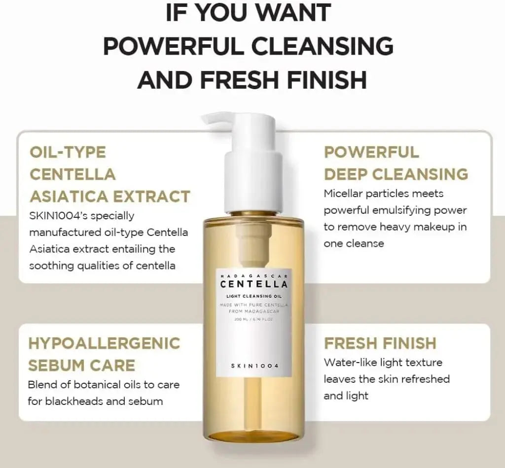 SKIN1004 Madagascar Centella Double Cleansing Duo featuring two cleansing products with centella extract for gentle skin cleansing.