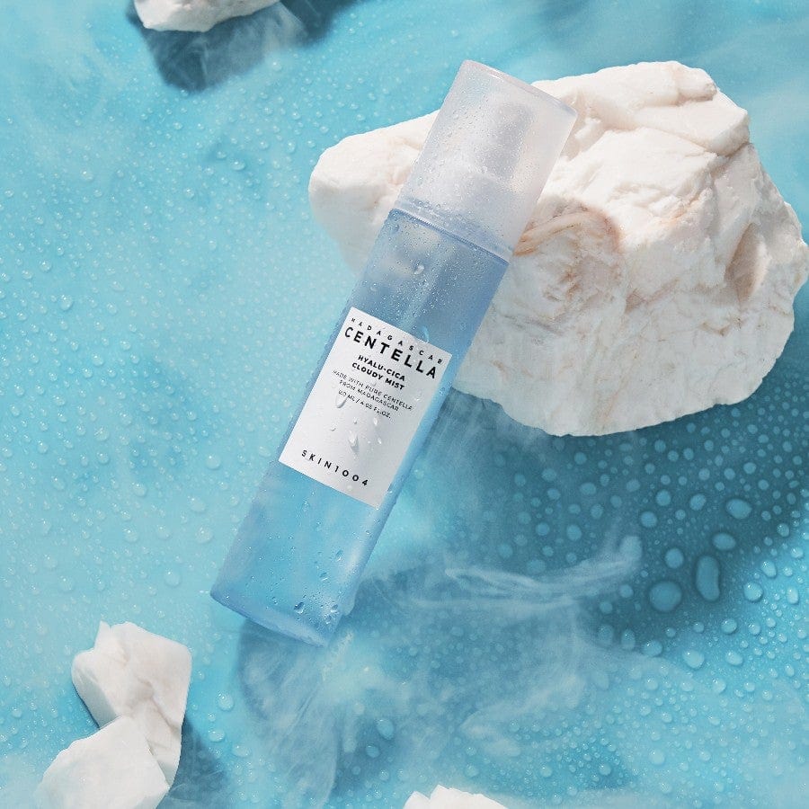 SKIN 1004 Madagascar Centella Hyalu-Cica Cloudy Mist in a 120ml spray bottle, featuring soothing ingredients and a lightweight mist.