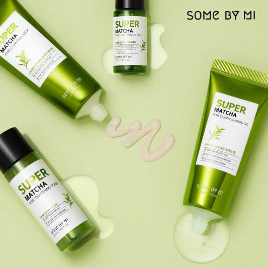 SOME BY MI Super Matcha Pore Care Starter Kit with skincare products and green tea extract for pore cleansing and refreshment