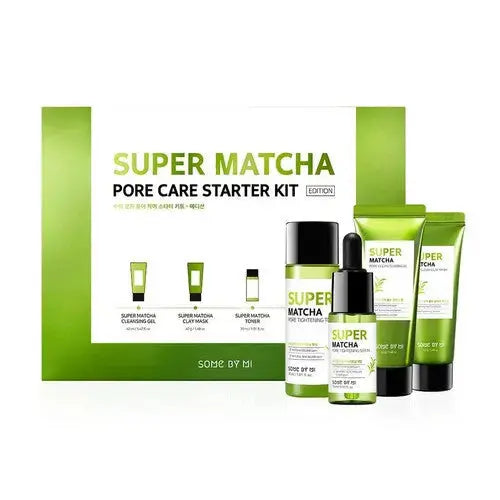 SOME BY MI Super Matcha Pore Care Starter Kit with green matcha skincare products and tools for pore cleansing