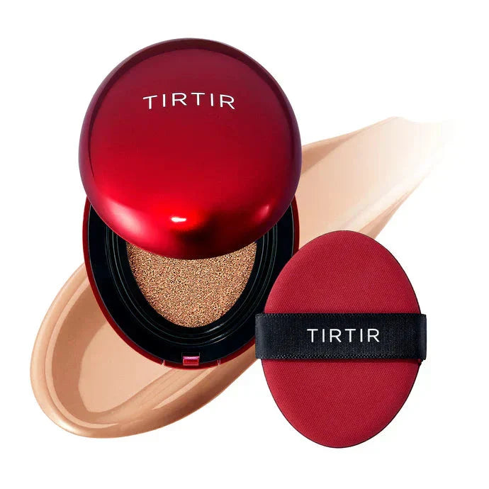 TIRTIR Mask Fit Red Cushion foundation in a compact case, showcasing the sleek packaging and product label.