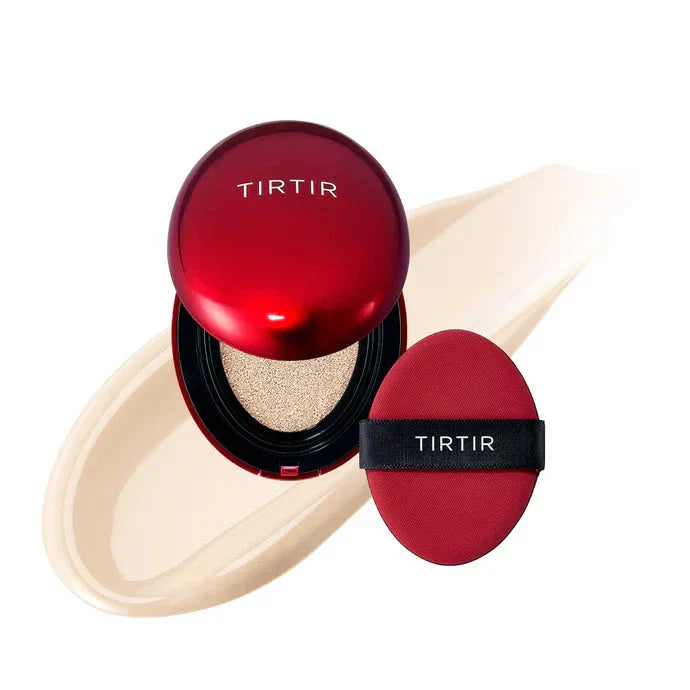 TIRTIR Mask Fit Red Cushion foundation in a compact with red packaging, designed for a natural, flawless skin finish.