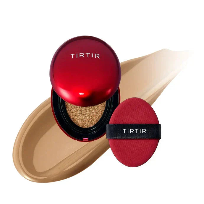 TIRTIR Mask Fit Red Cushion foundation in shade 10C with compact packaging and a smooth, even finish on the skin.