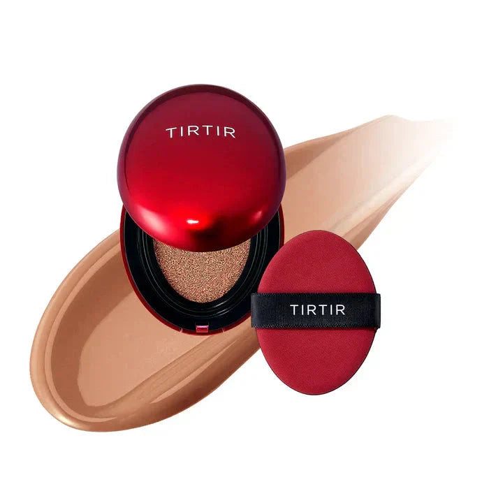 TIRTIR Mask Fit Red Cushion Foundation in a compact with a red case, designed for lightweight, natural-looking coverage.