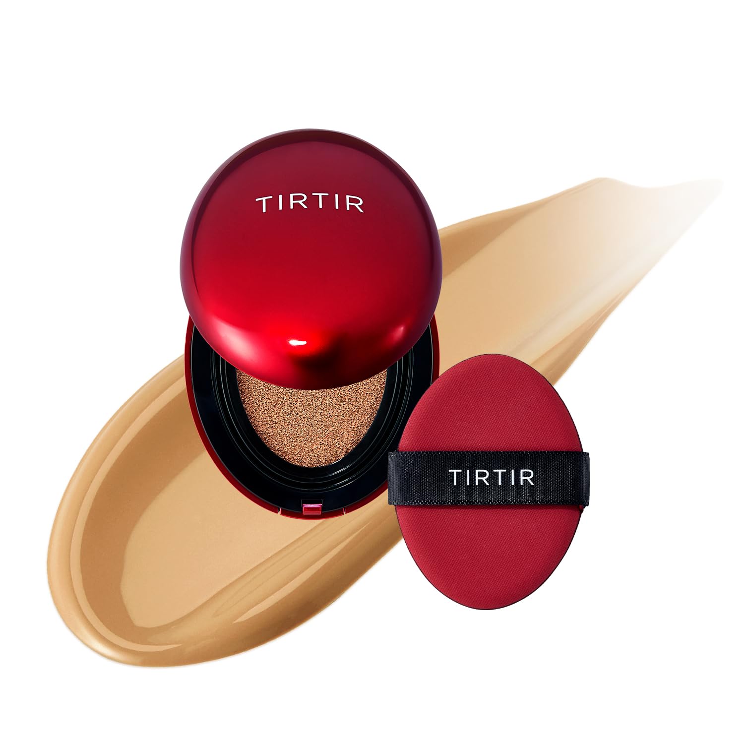 TIRTIR Mask Fit Red Cushion foundation in a compact with a red and white packaging, designed for a natural, flawless finish.