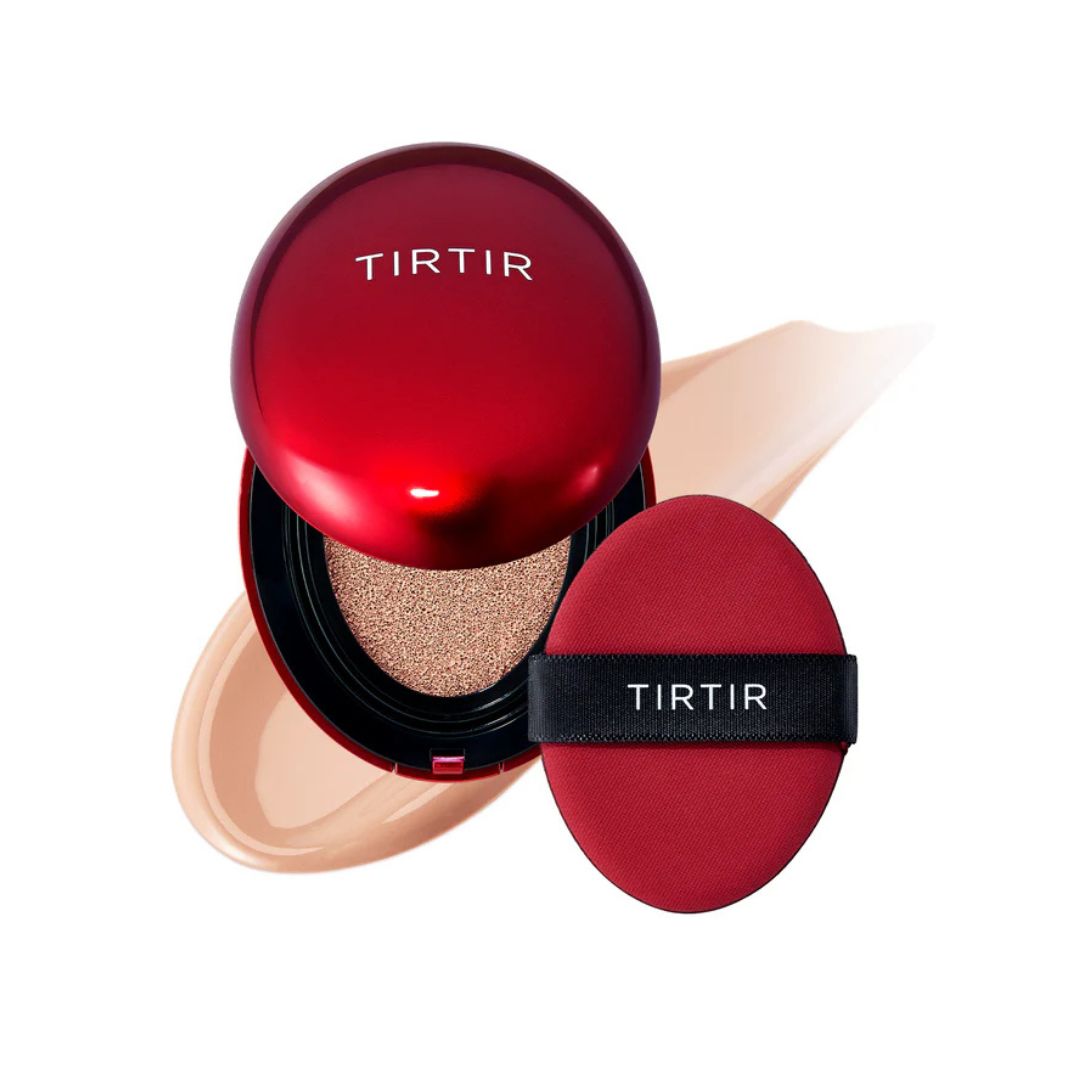 TIRTIR Mask Fit Red Cushion foundation in 10C Shell, compact with red cushion, for a natural, flawless skin finish.