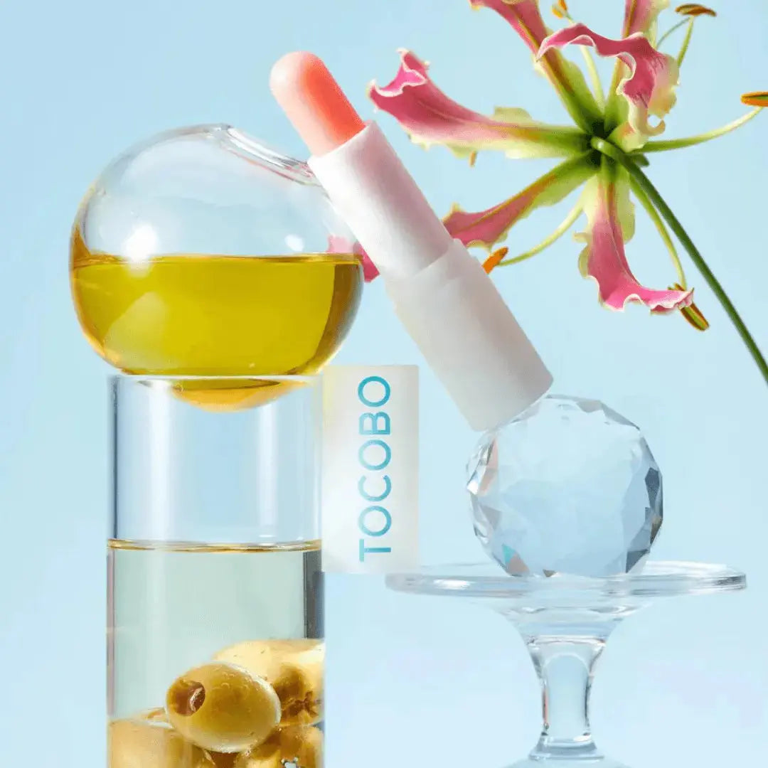 TOCOBO Glow & Moist Trio Set featuring skincare bottles with glowing and hydrating formulas, displayed on a white background.